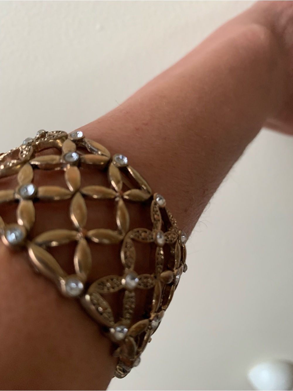 Gold Crystal Lattice Cuff Bracelet - Women Jewelry